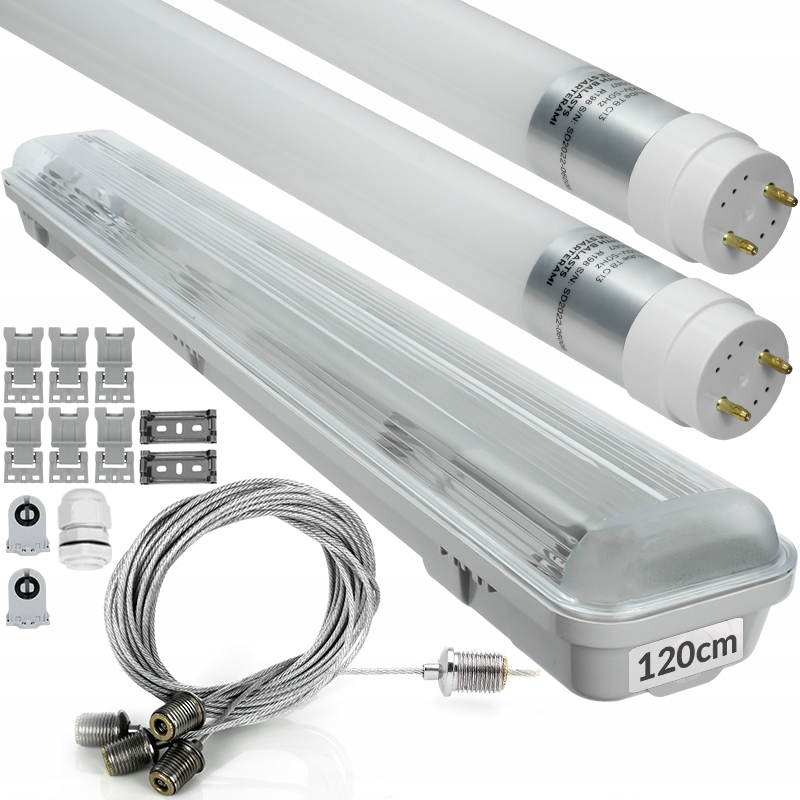 Zestaw Przemysłowa Lampa Led Do Garażu Warsztatu Jarzeniówka Linki 120CM