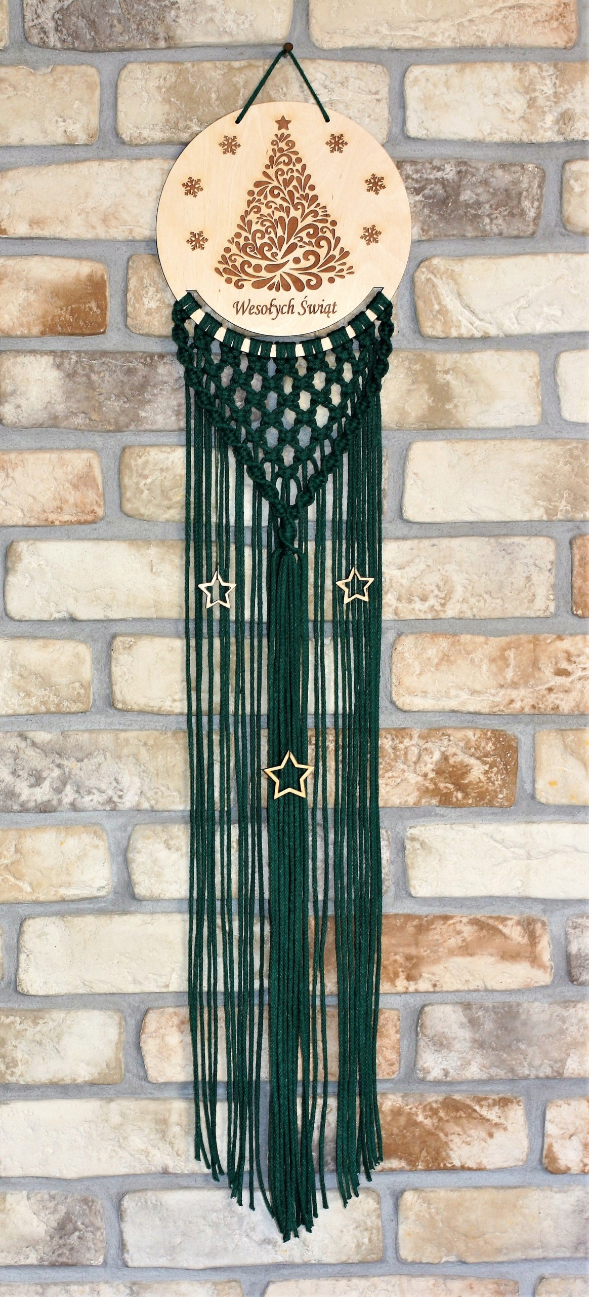 Lapač snů Veselé Vánoce Makramé Hvězdičky