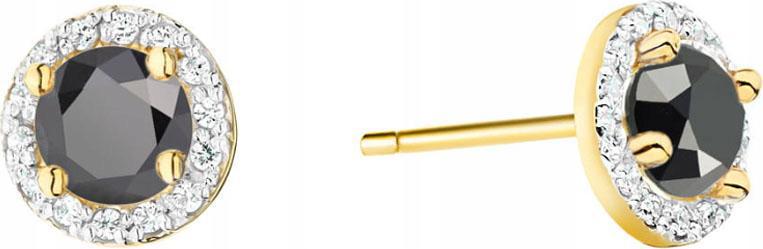 Zlaté náušnice 585 kroužky s černými diamanty, elegantní vzor pro ni