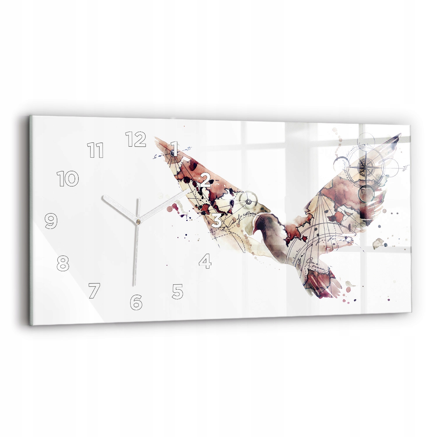 Moderní skleněný nástěnný hodinový stroj s grafikou 60 cm x 30 cm Abstraktní pohled