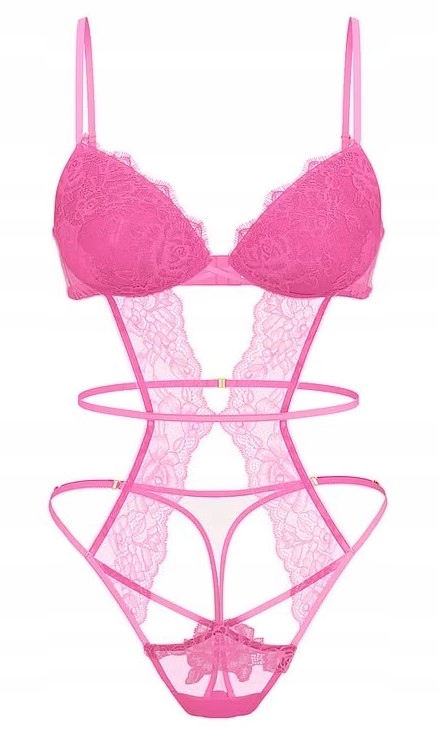 Krajkové body Victoria's Secret lehce vyztužené, růžové, velikost L