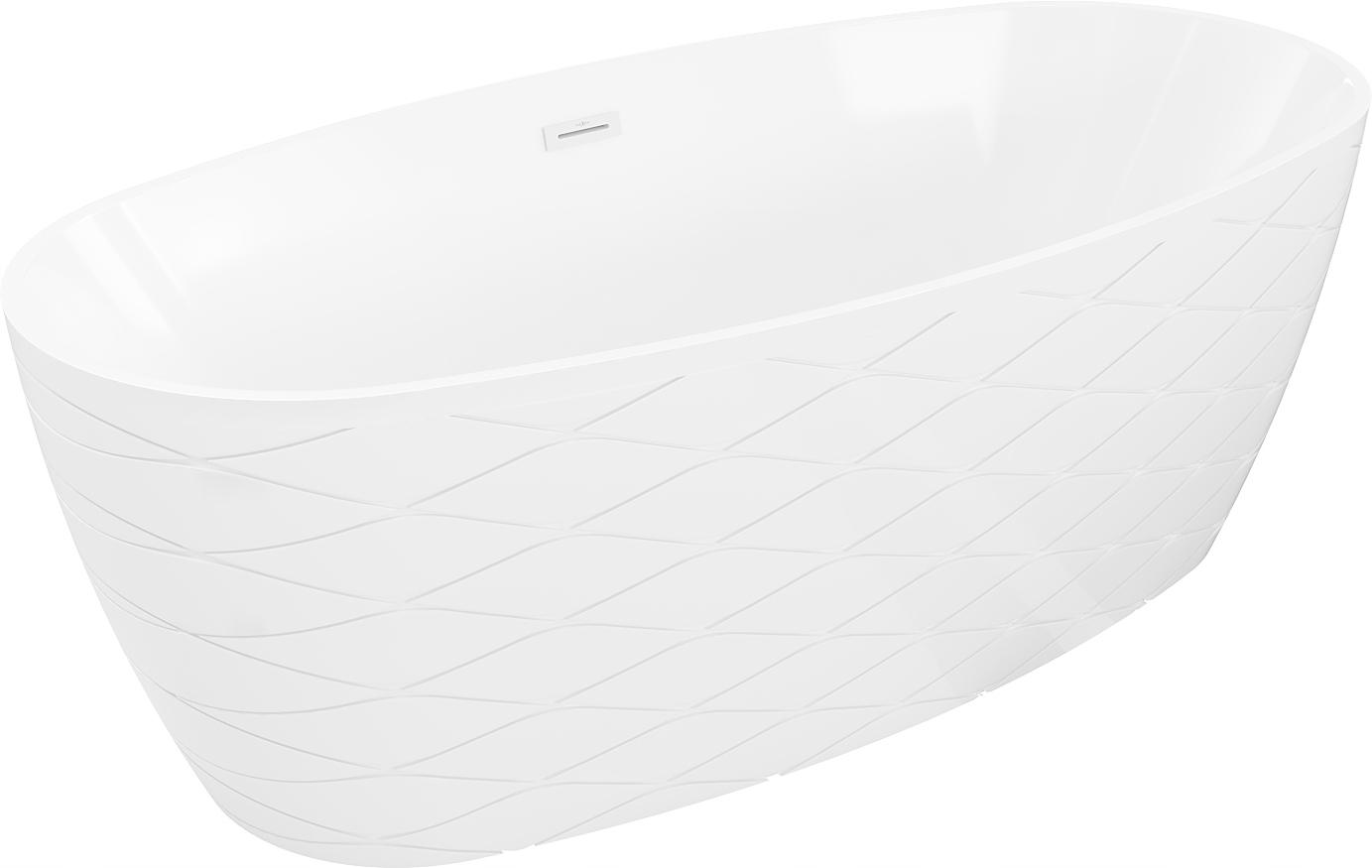 Wanna wolnostojąca wzór 170x80 Mexen Olea Slim akrylowa biała przelew biały