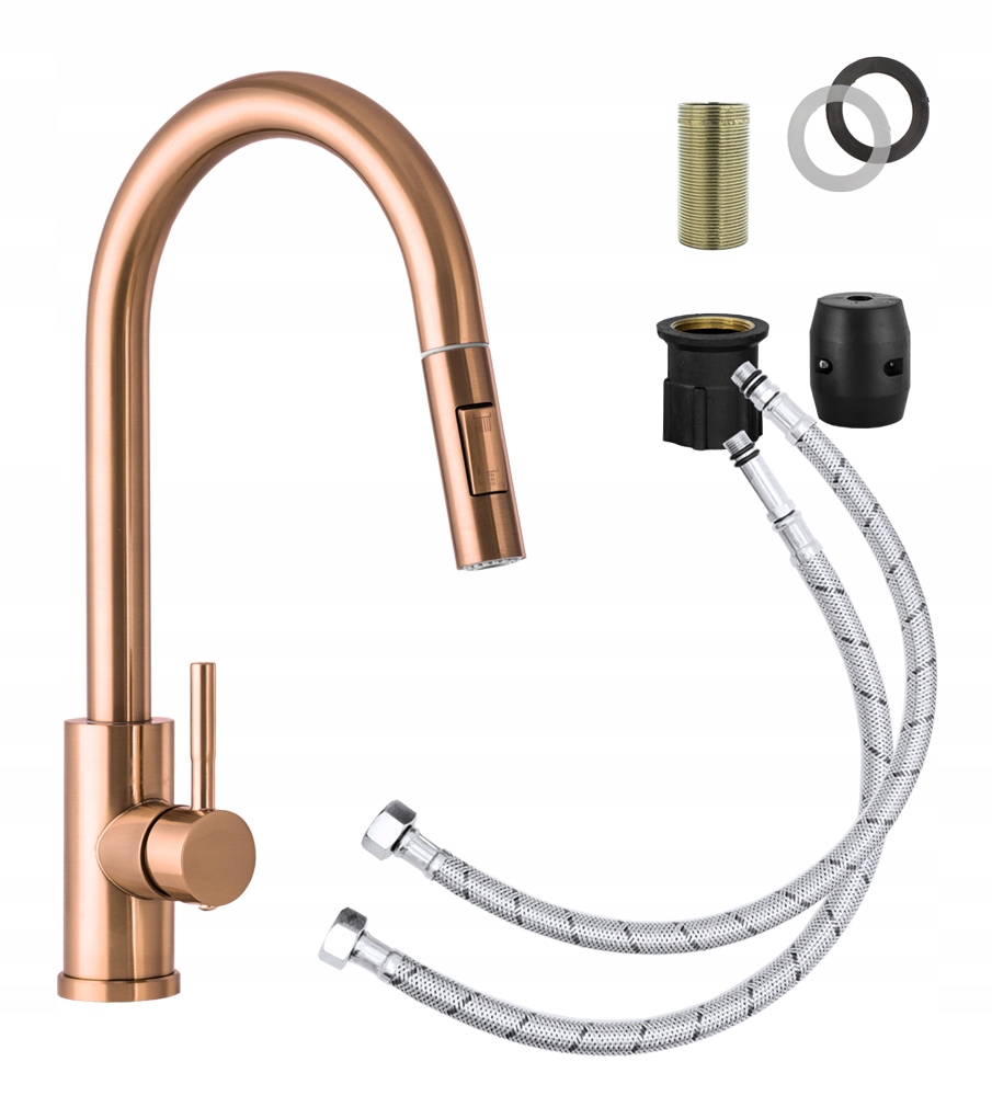 Vyťahovací Výtok Do Kuchyne Oceľová Batéria Ružové Zlato Loseto Rose