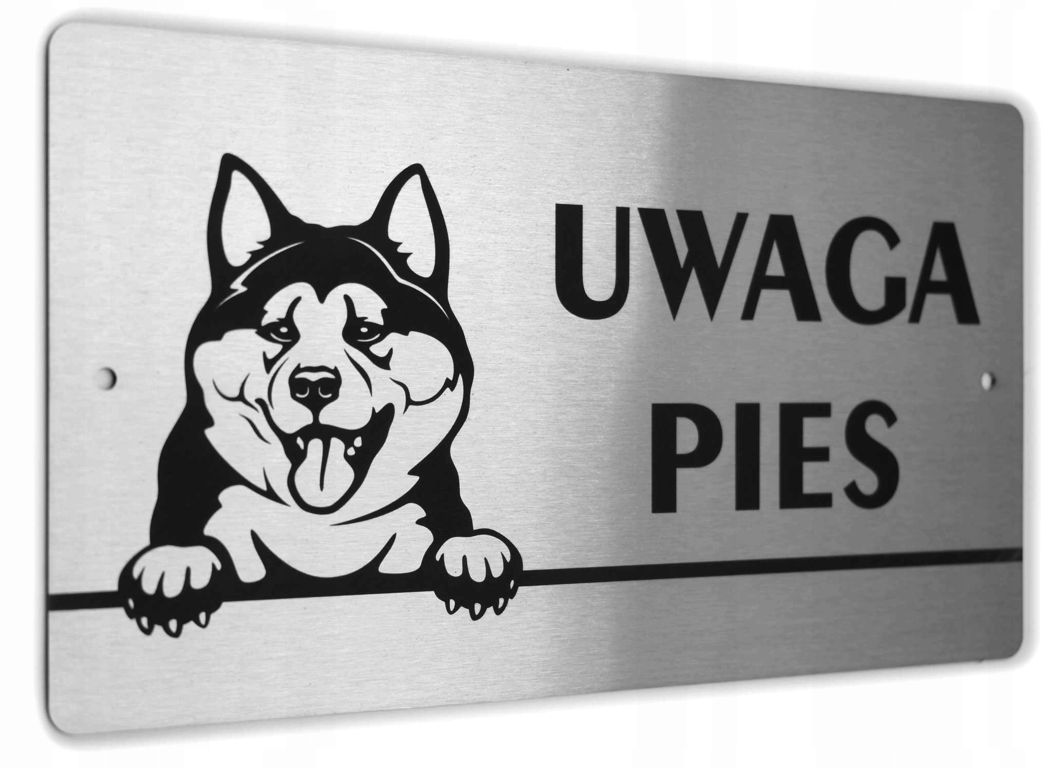 

Tabliczka Inox - Uwaga Pies - Akita Inu