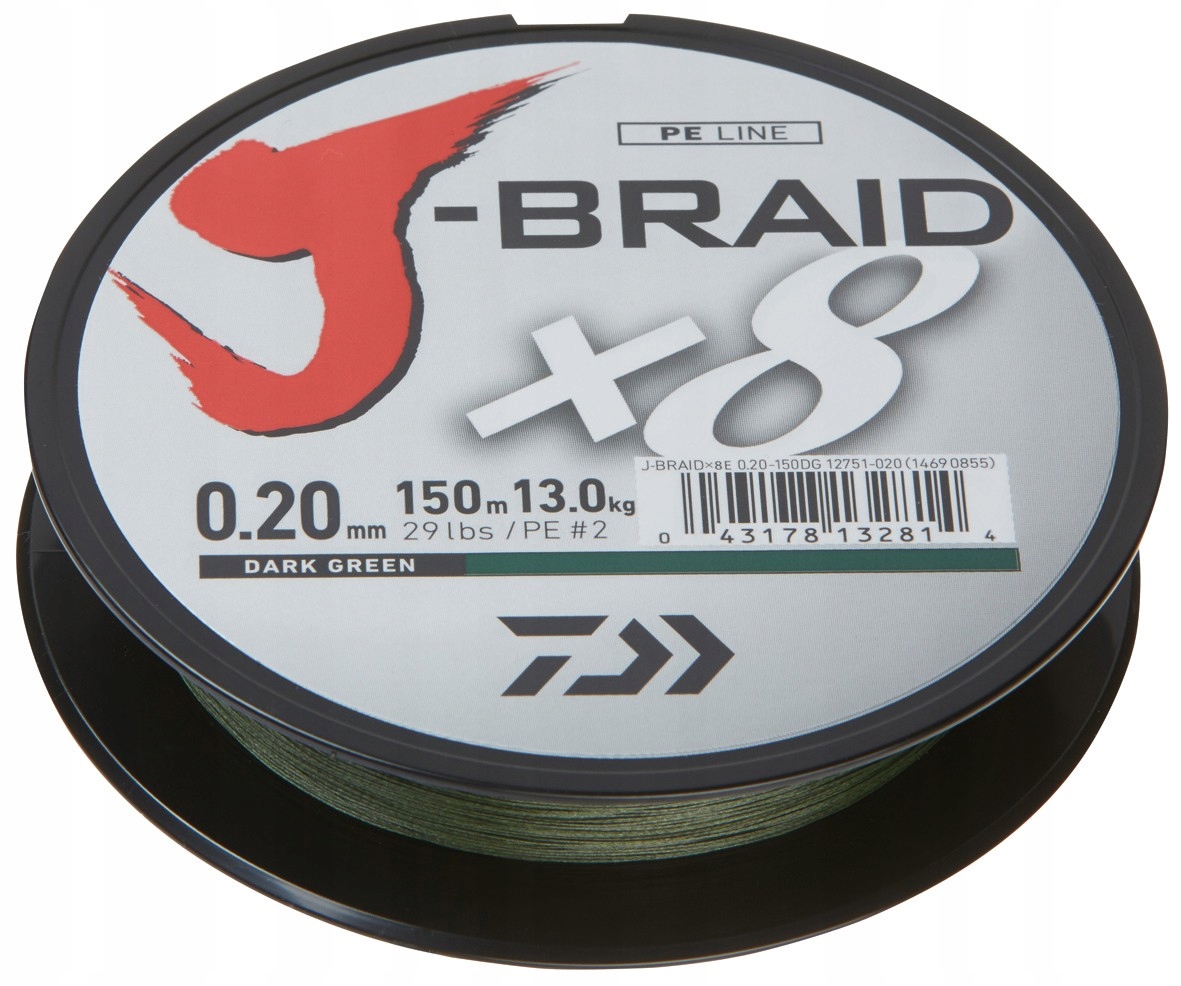 Daiwa Plecionka J-Braid X8 0,16mm/300m/9,0kg Dark Green