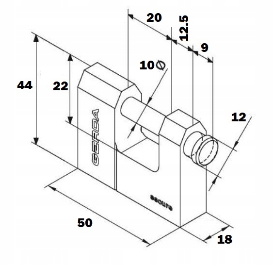KŁÓDKA WZMOCNIONA TRZPIENIOWA GERDA SECURE 50 mm Marka Gerda