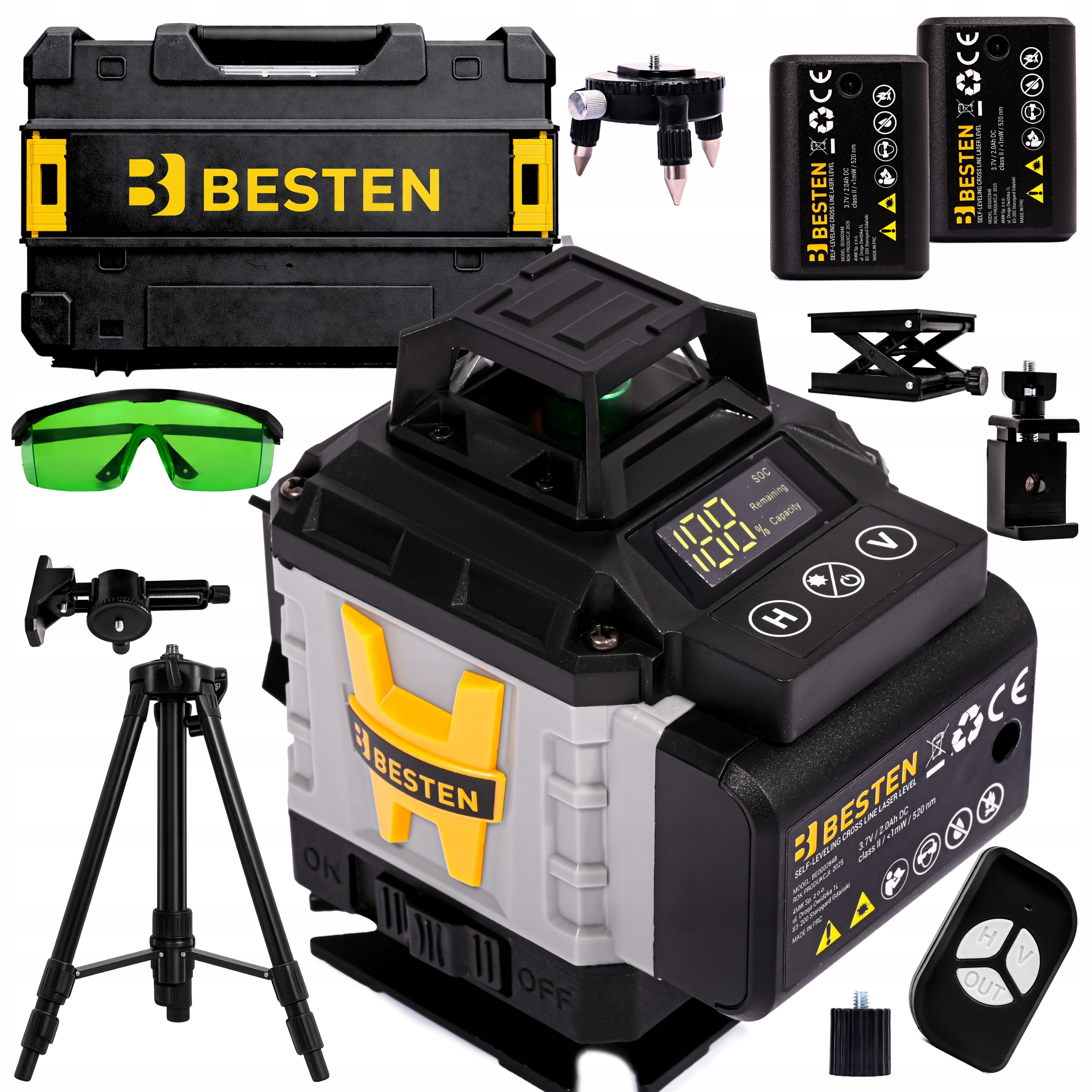 Laserová vodováha 4D 16 linií křížová 360° laserový stativ