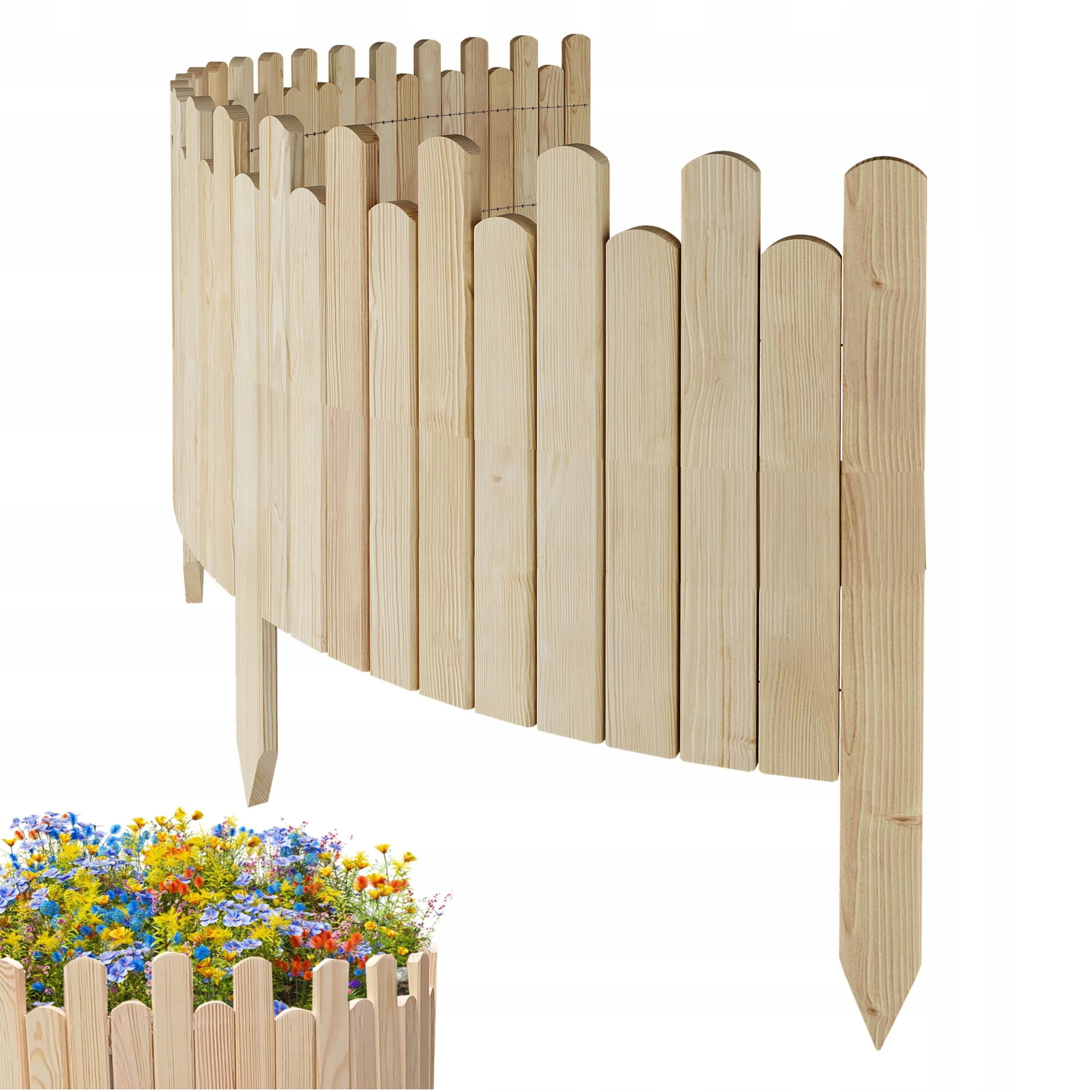 Dřevěný Zahradní Plot, obrubník záhonku 200 x 40 cm, neimpregnovaný