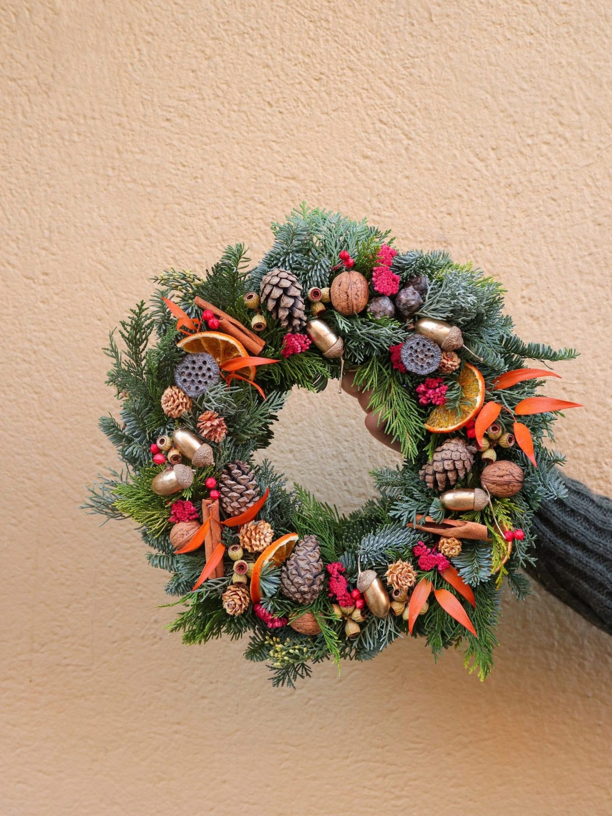 Vianočný veniec z prírodnej jedle Nobilis, veniec 40 cm, Vianoce