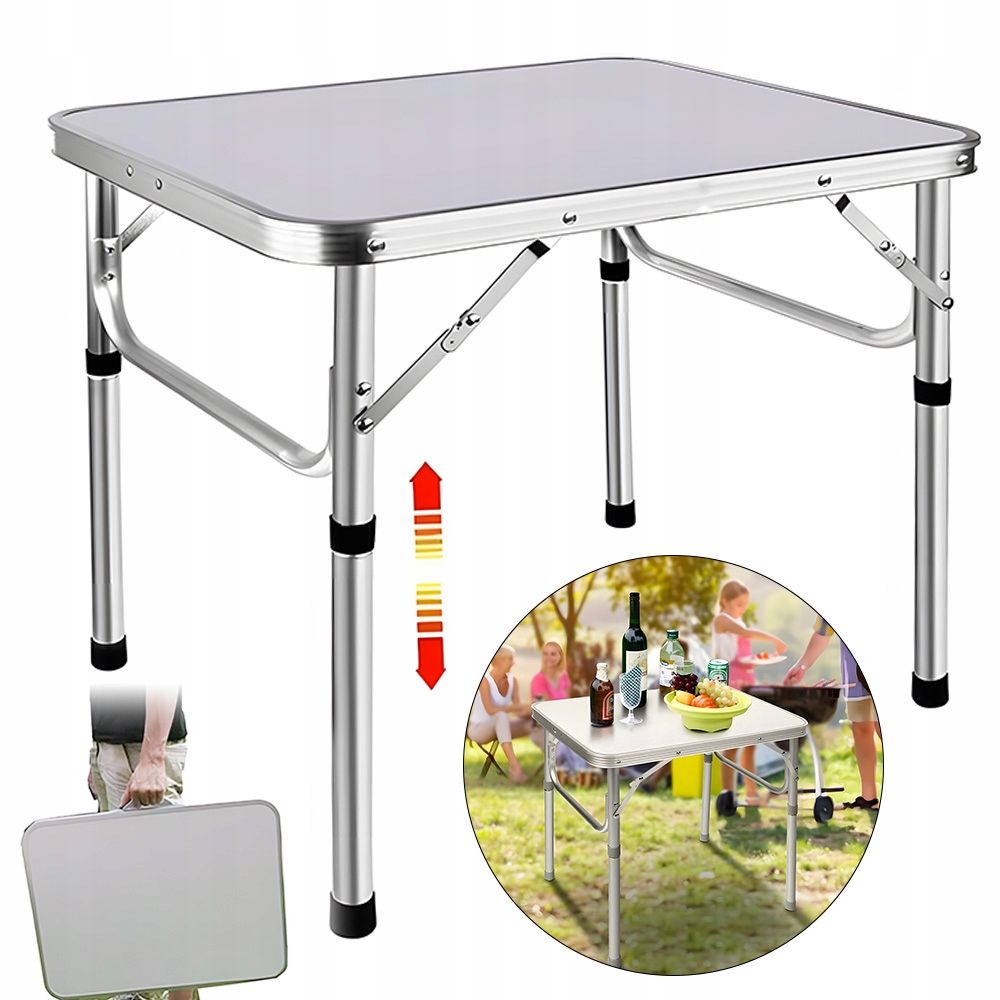 Składany Stolik Turystyczny Stół Kempingowy Z Regulacją Wysokości Mały Stół