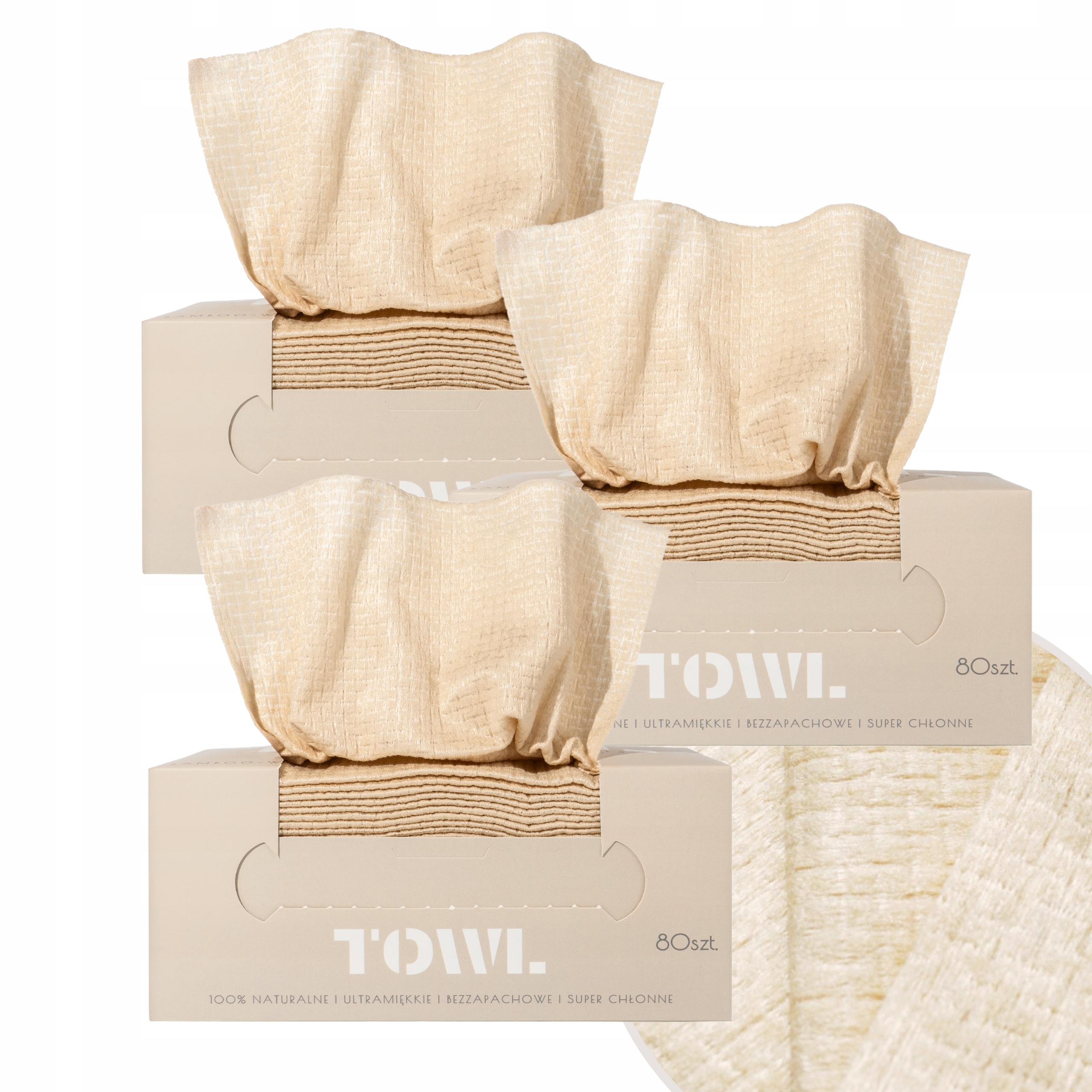 3x Bambusowe Jednorazowe Ręczniki Do Twarzy 80 szt. Towl Bamboo