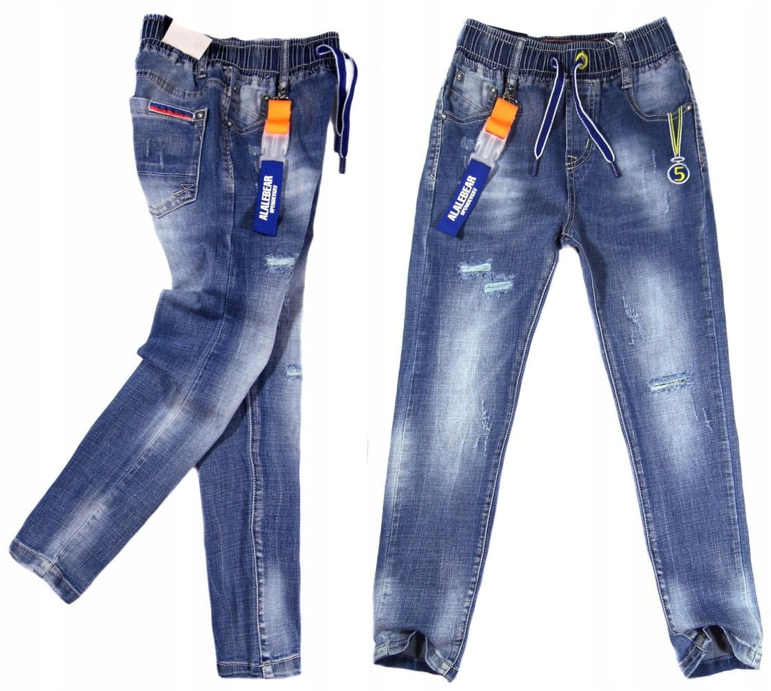 

chłopięce Spodnie jeans z gumką 937 Five 8Y blue