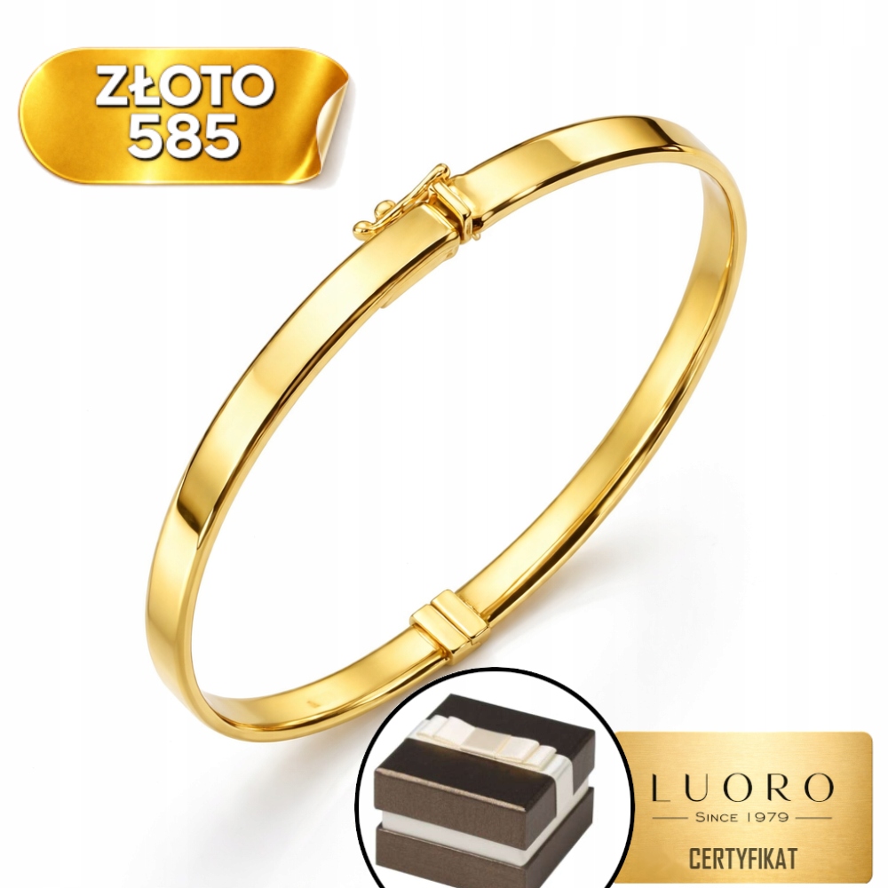 Řetízek Zlatý 585 14K Pevný Náramek Oval 6 CM Elegantní Široký