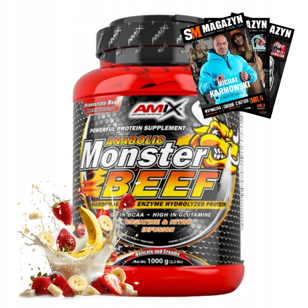 Amix Anabolic Monster Beef 90% 1000 g Bílkoviny Izolát Doplněk Stravy Wph Masa Svaly