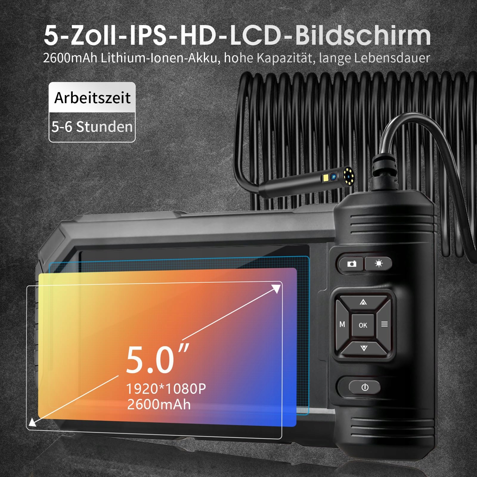 DPDUCT Kamera Inspekcyjna 10M Dual Lens 5 Calowy Ekran IPS Wodoodporna — miniatura 2