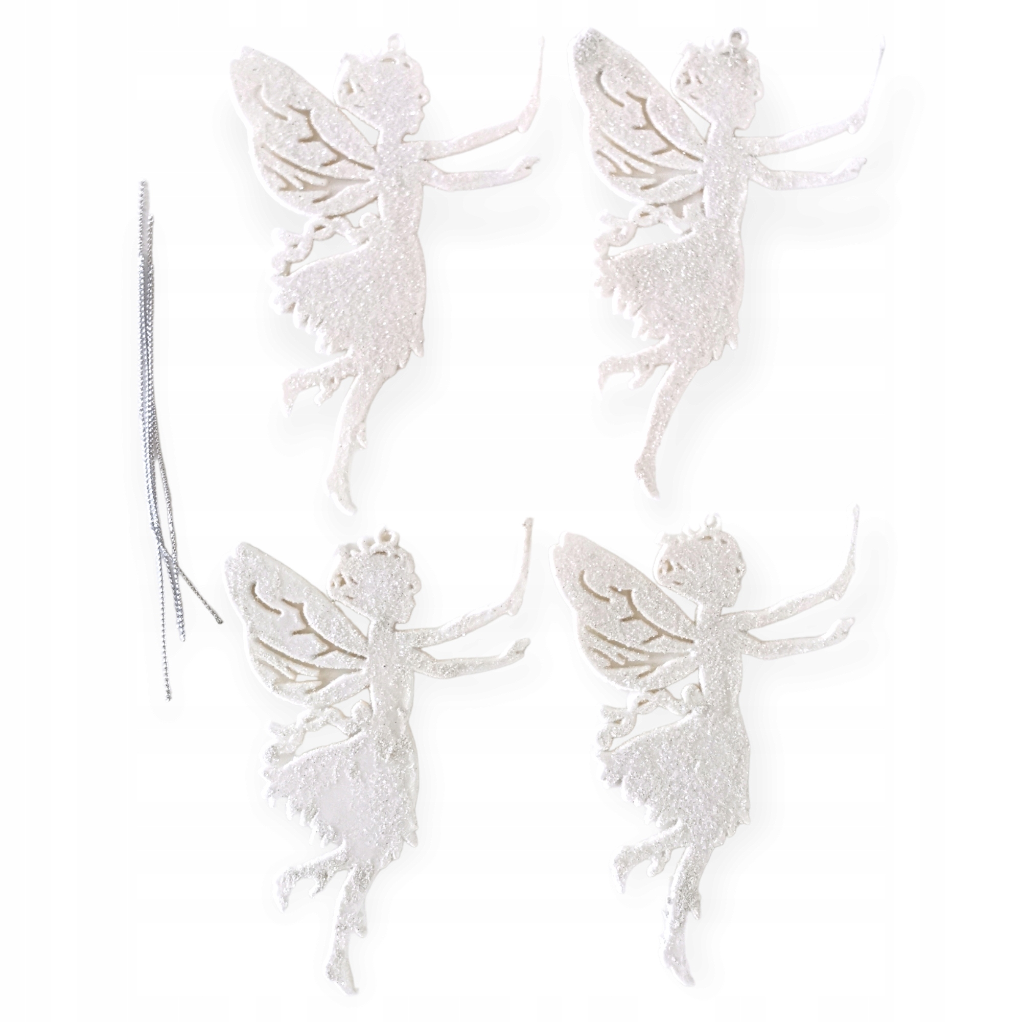 4 x BIAŁE ANIOŁKI śnieżynki ZAWIESZKI ŚWIĄTECZNE