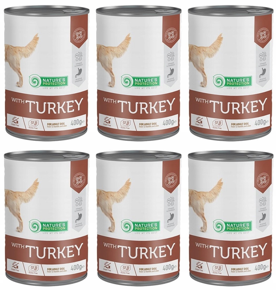 Levně Nature's Protection Sensitive Turkey 6x400 g Krůta vlhké krmivo pro dospělé psy