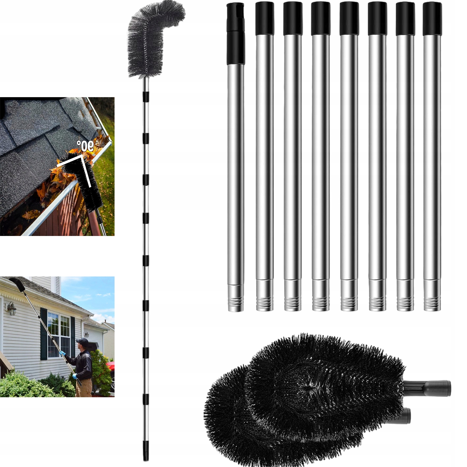 Levně Nástrojový kartáč na čištění sněhových a špinavých okapů, teleskopický 310 cm