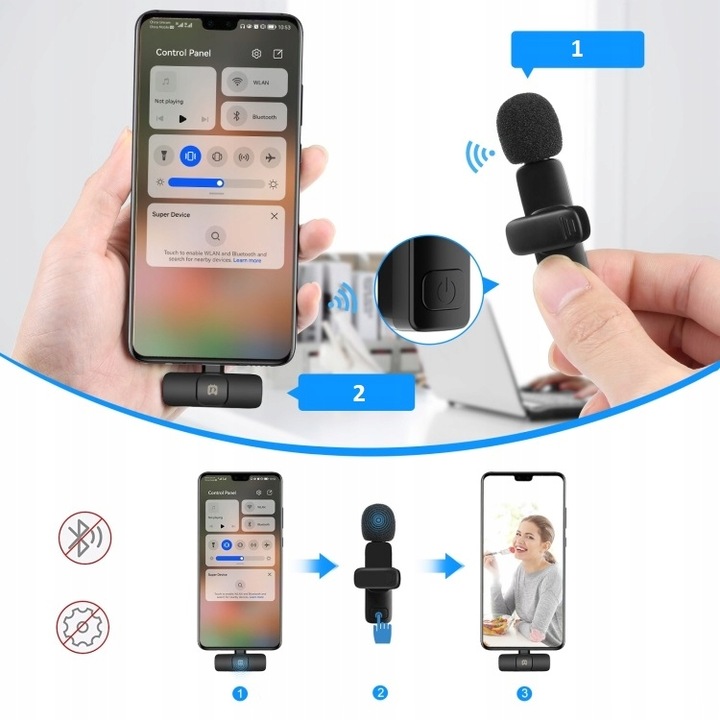 BEZPRZEWODOWY MIKROFON KRAWATOWY IPHONE LIGHTNING Model K9