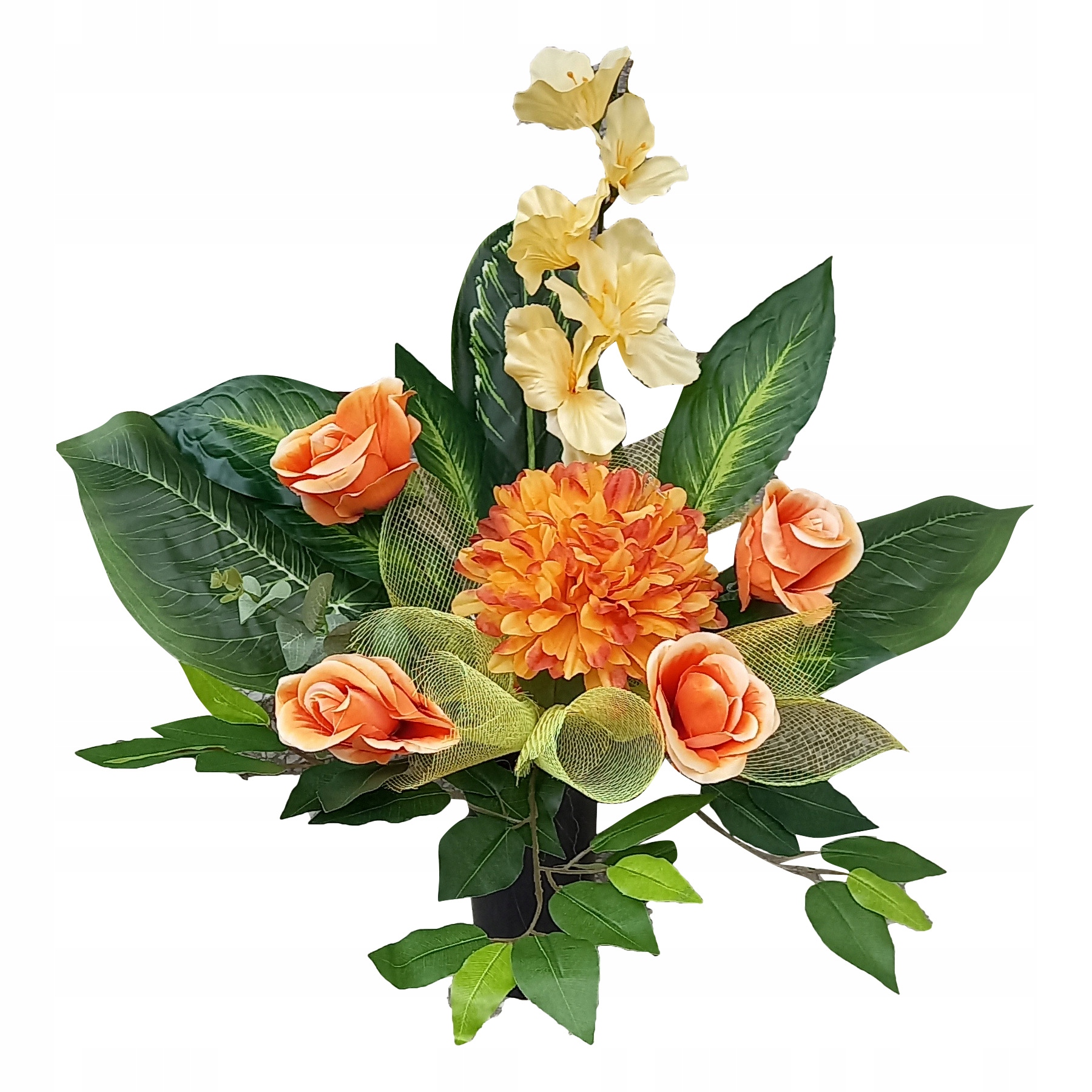 Kompozycja grób cmentarz + bukiet do flakonu Marka bez marki