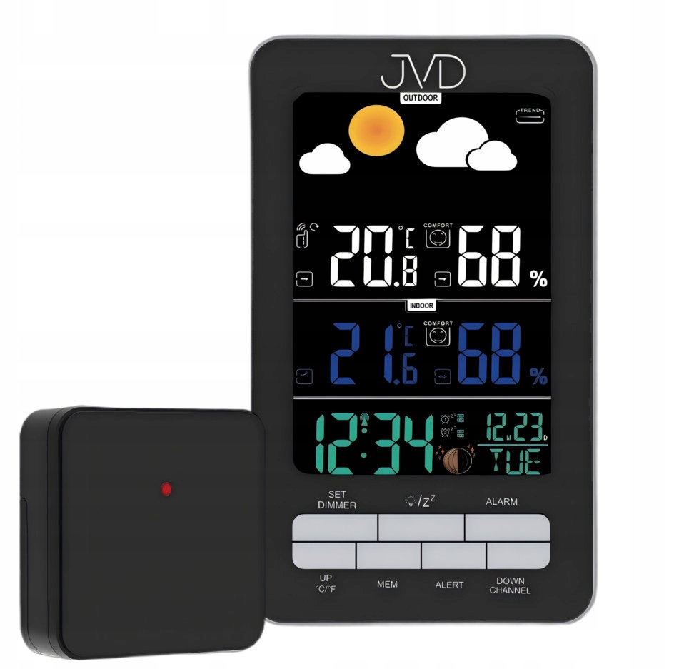 Meteostanice Jvd RB6687.1 Sonda Alarmy Počasí Teplota Vlhkost Trendy
