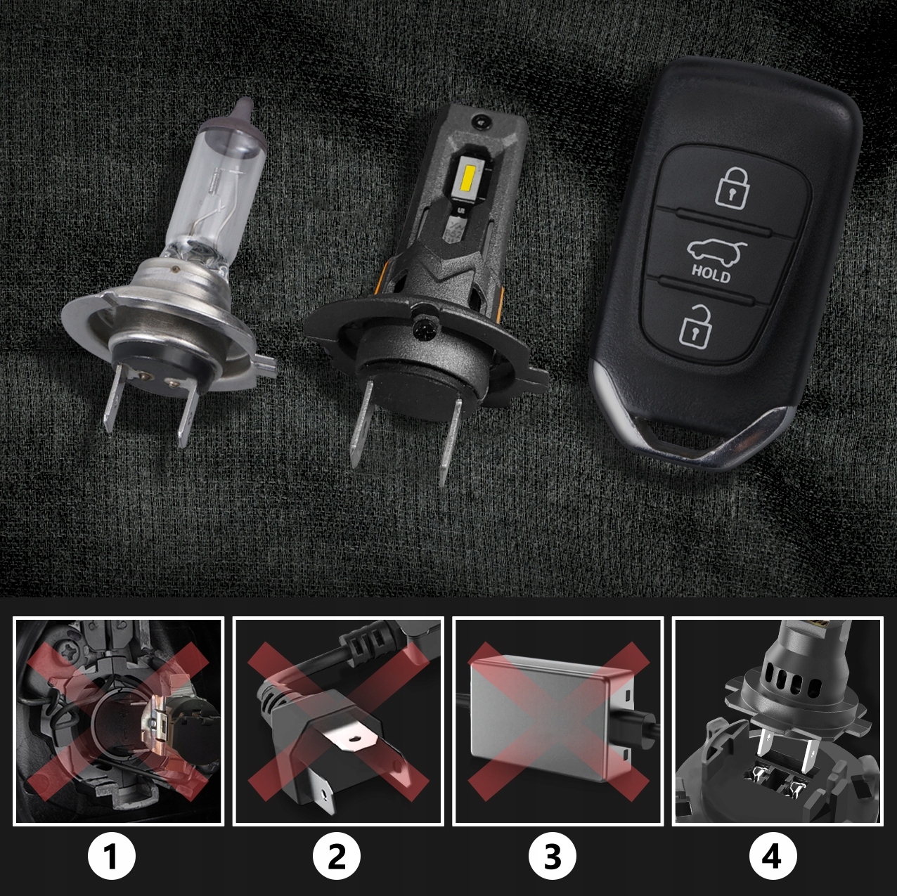 Żarówki H7 LED CSP biała 6500K 1do1 12V CANBUS CAN MOCNE WIECEJ ŚWIATŁA Stan opakowania oryginalne