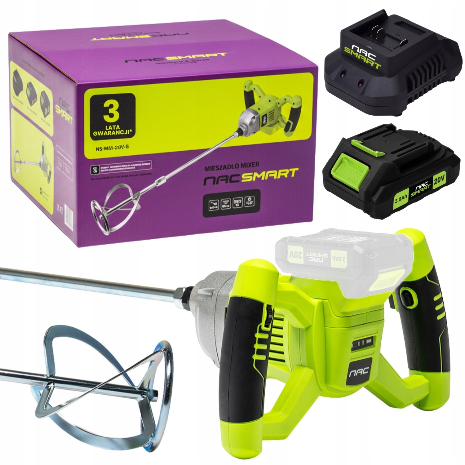 Akumulátorové Míchadlo Na Lepidlo A Barvy Nac Smart Aku Rychlonabíječka