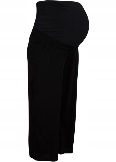 B1700 SPODNIE 3/4 CIĄŻOWE Z PASEM CZARNE R.38