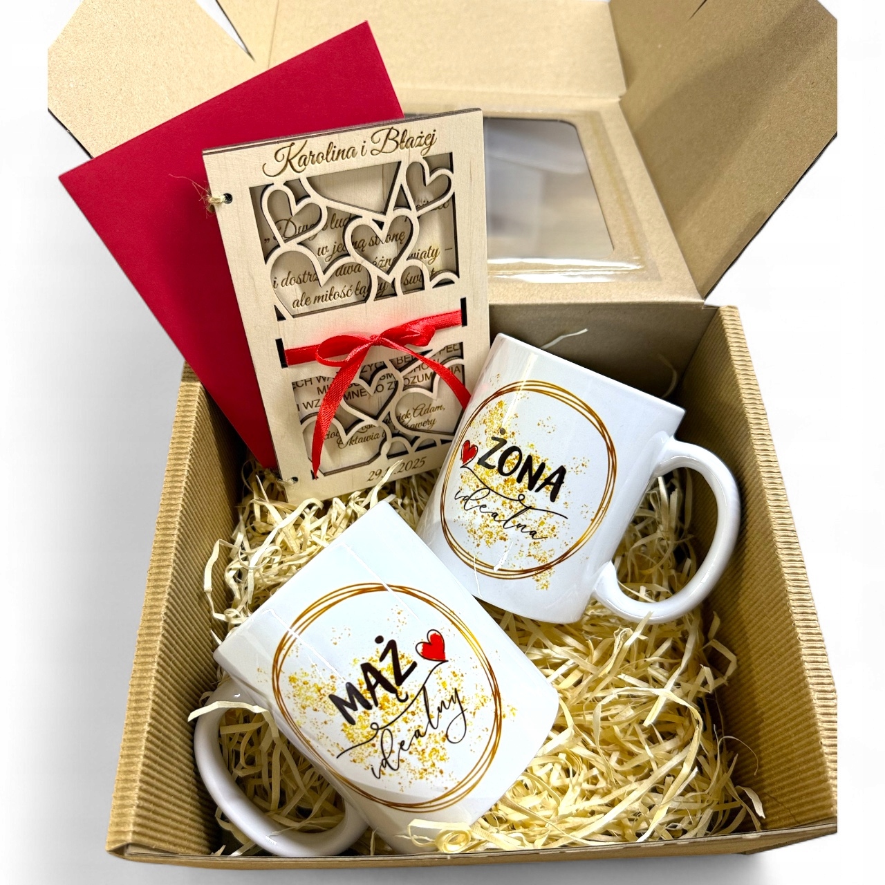 Na Ślub Wesele Ślubny Zestaw Upominkowy Kubki Kartka Ślubna