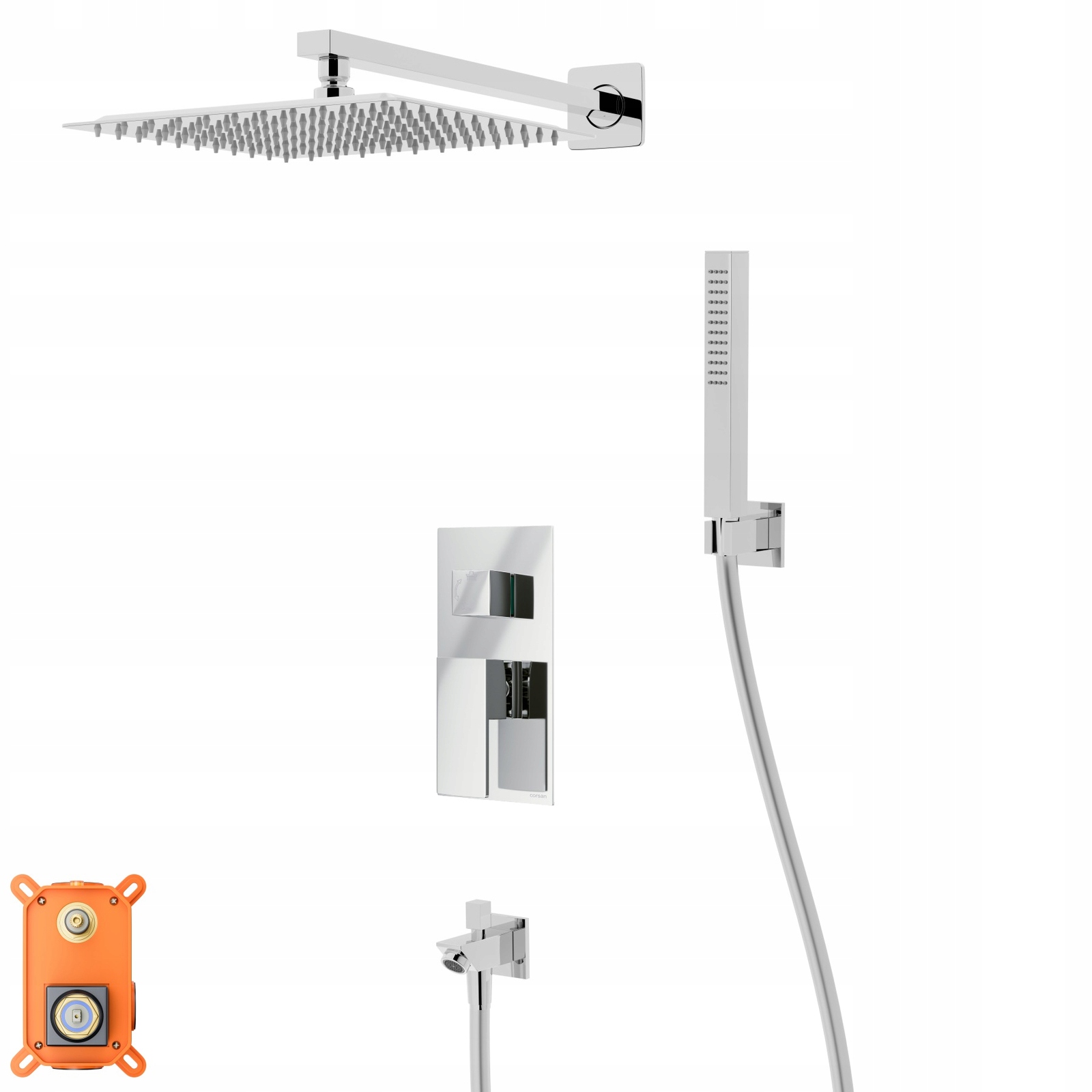 Sprchový set Ango chróm dažďová sprcha 25 cm batéria, slúchadlá a výtok