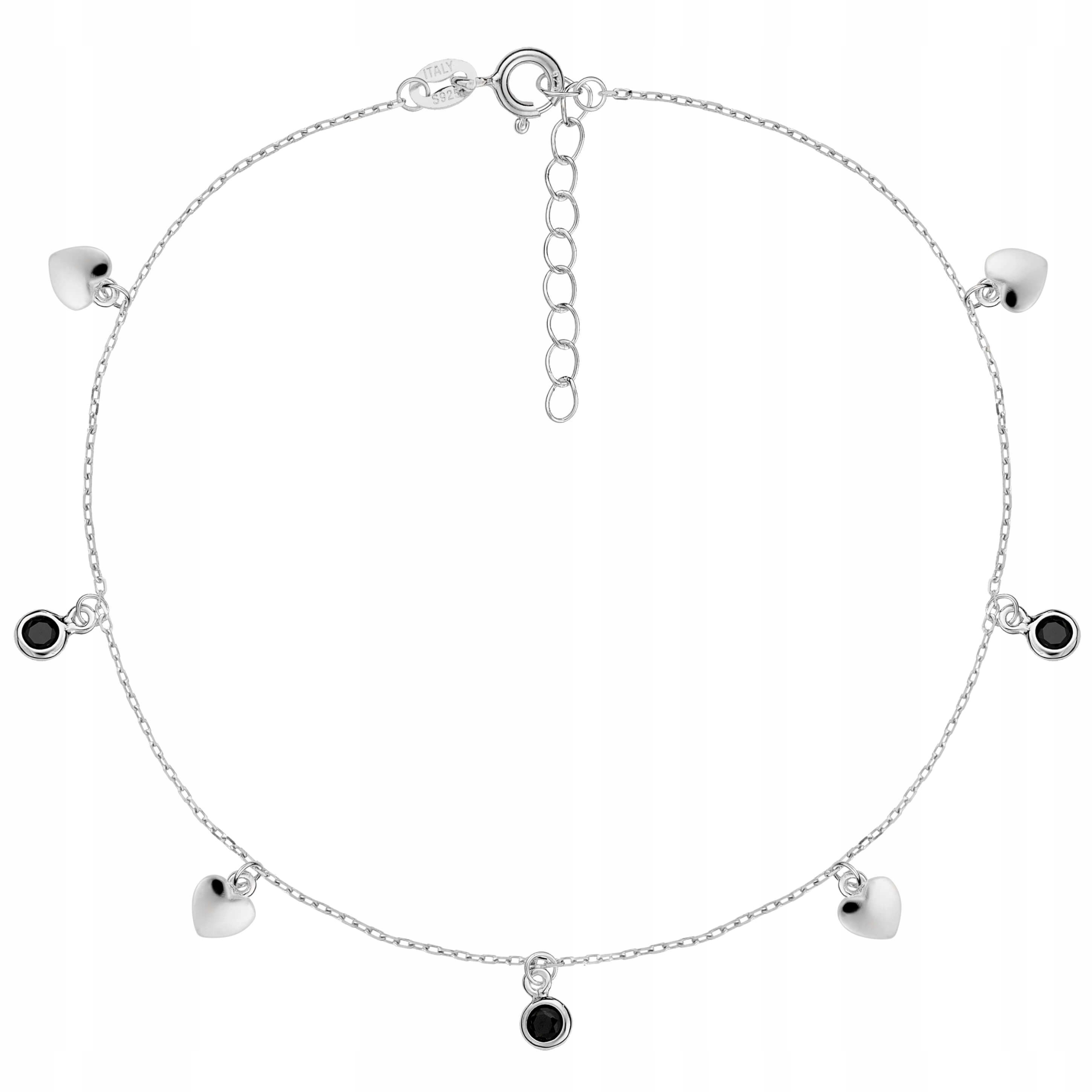 

Bransoletka na nogę z onyksem i serduszkami Sadva