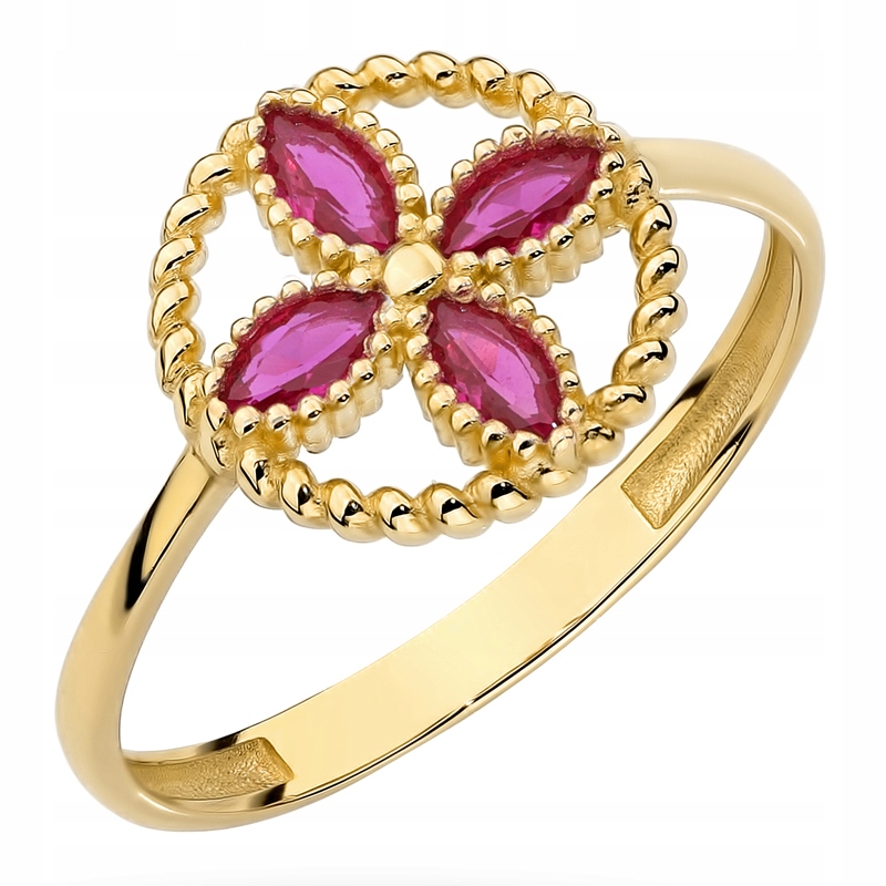 Zlatý Prstýnek Snubní Prsten 585 Zdobený Kolo Květinka Zirkony 14k vel.18