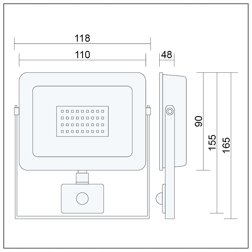NAŚWIETLACZ LED LAMPA Z CZUJNIKIEM RUCHU 20W Jasność 1600 lm