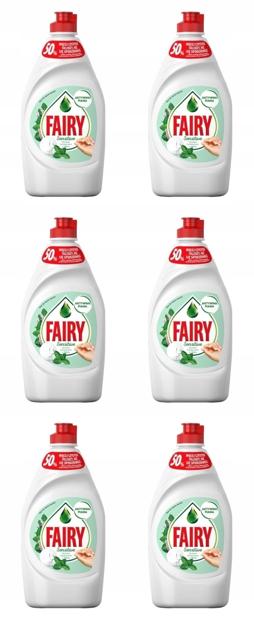 Fairy Sensitive Tekutý prostředek na mytí nádobí máta 6x450 ml