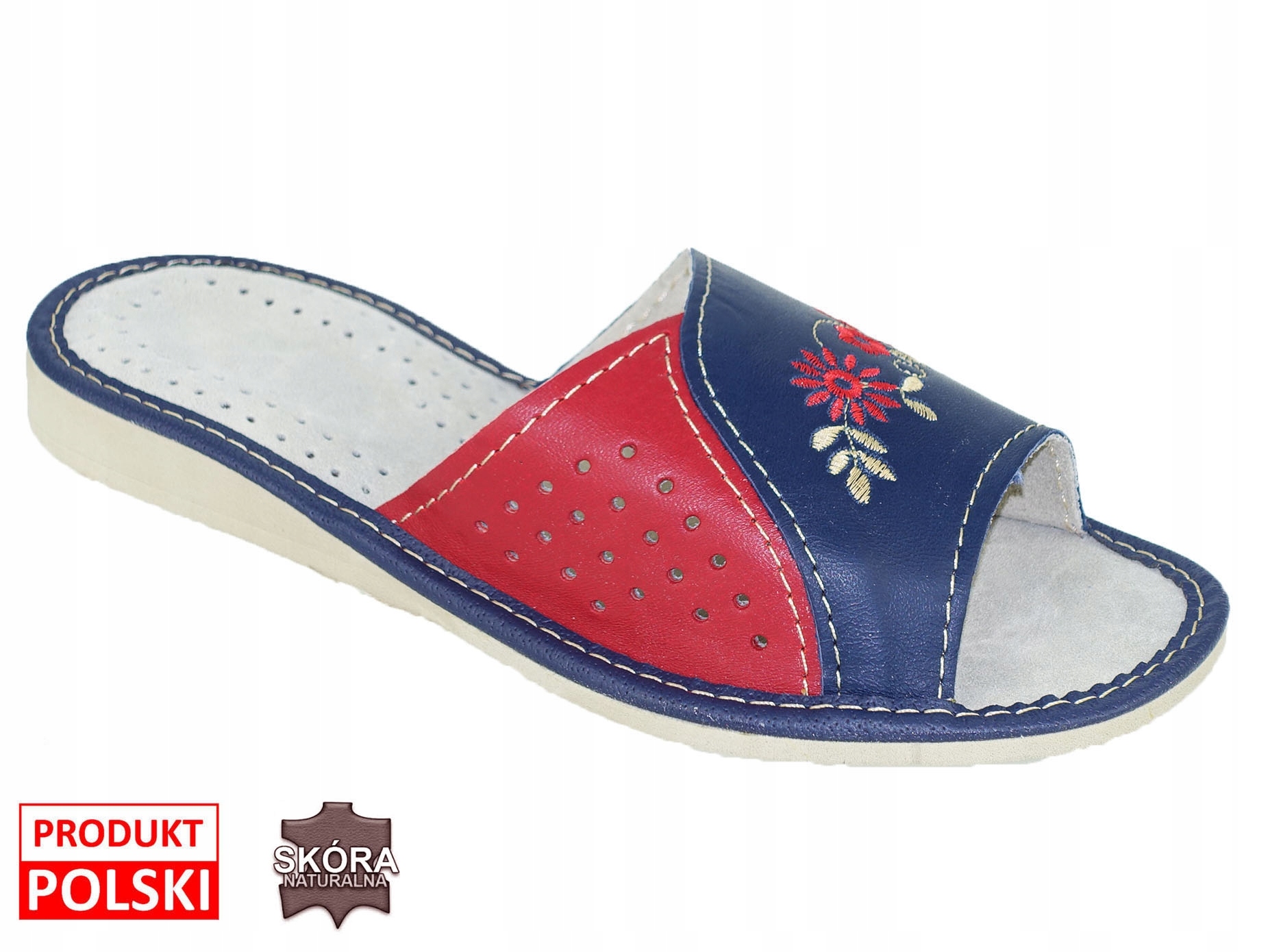 PANTOFLE KAPCIE DAMSKIE GÓRALSKIE ZE SKÓRY LACZKI