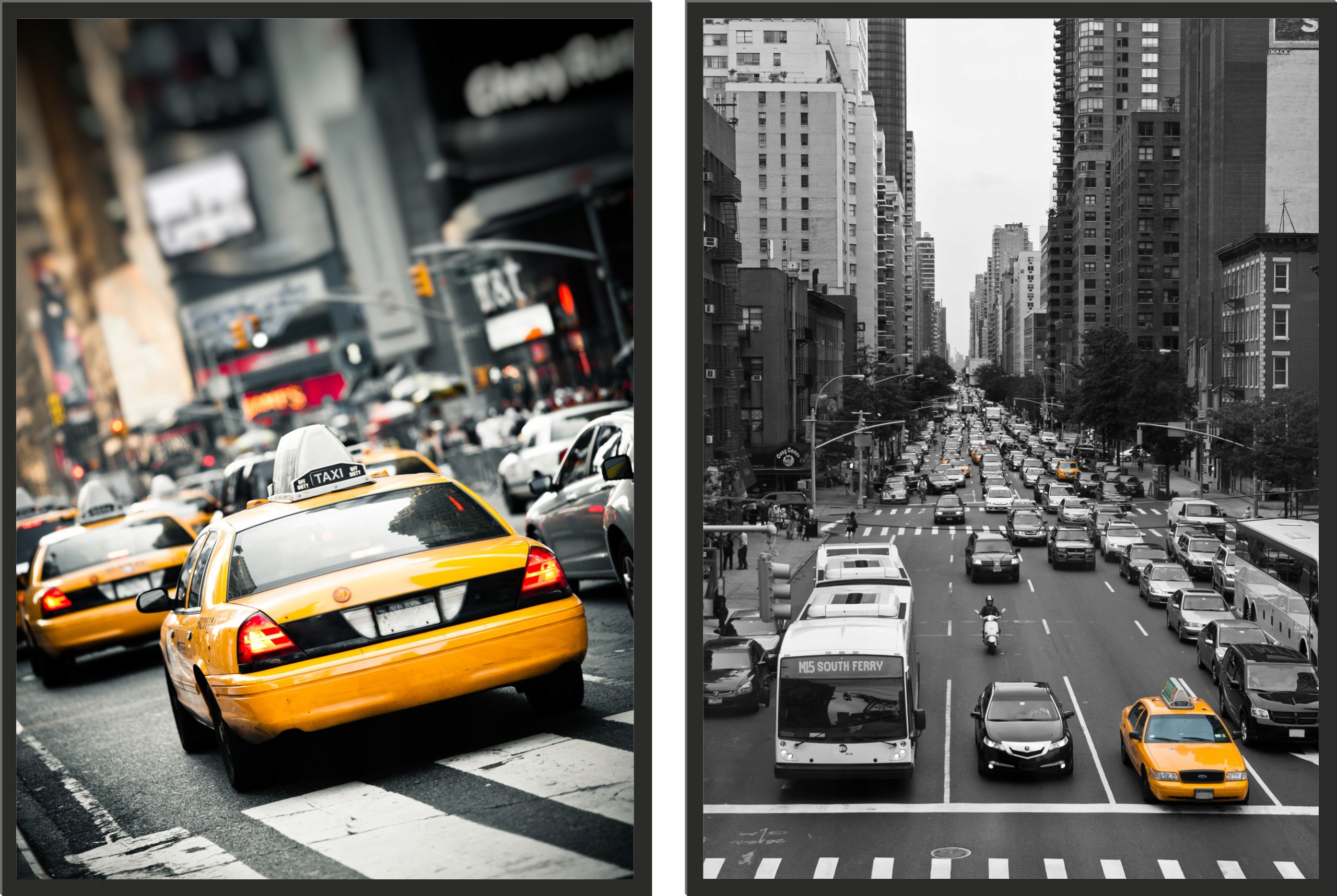 

obraz plakat dyptyk 50x70 żółte taxi ny postery