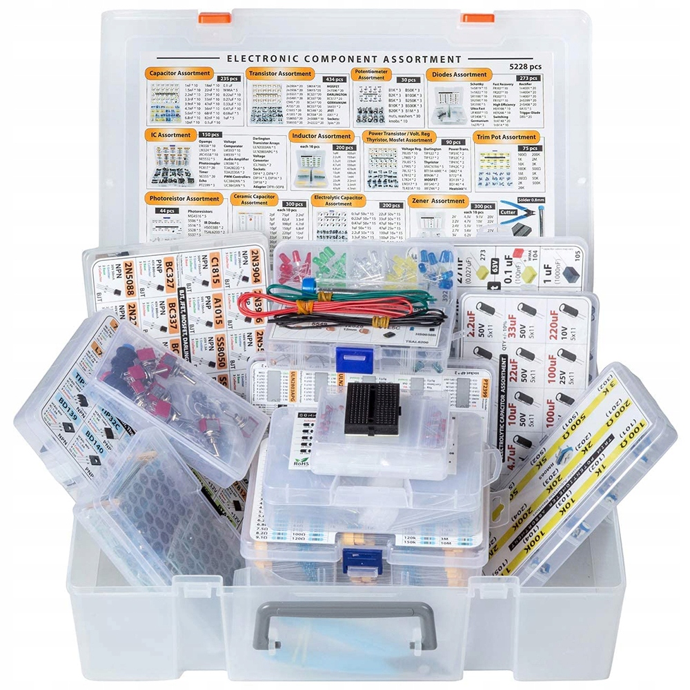 Sada elektroniky Diy pro výuku prototypování 5228 prvků – Komponenty