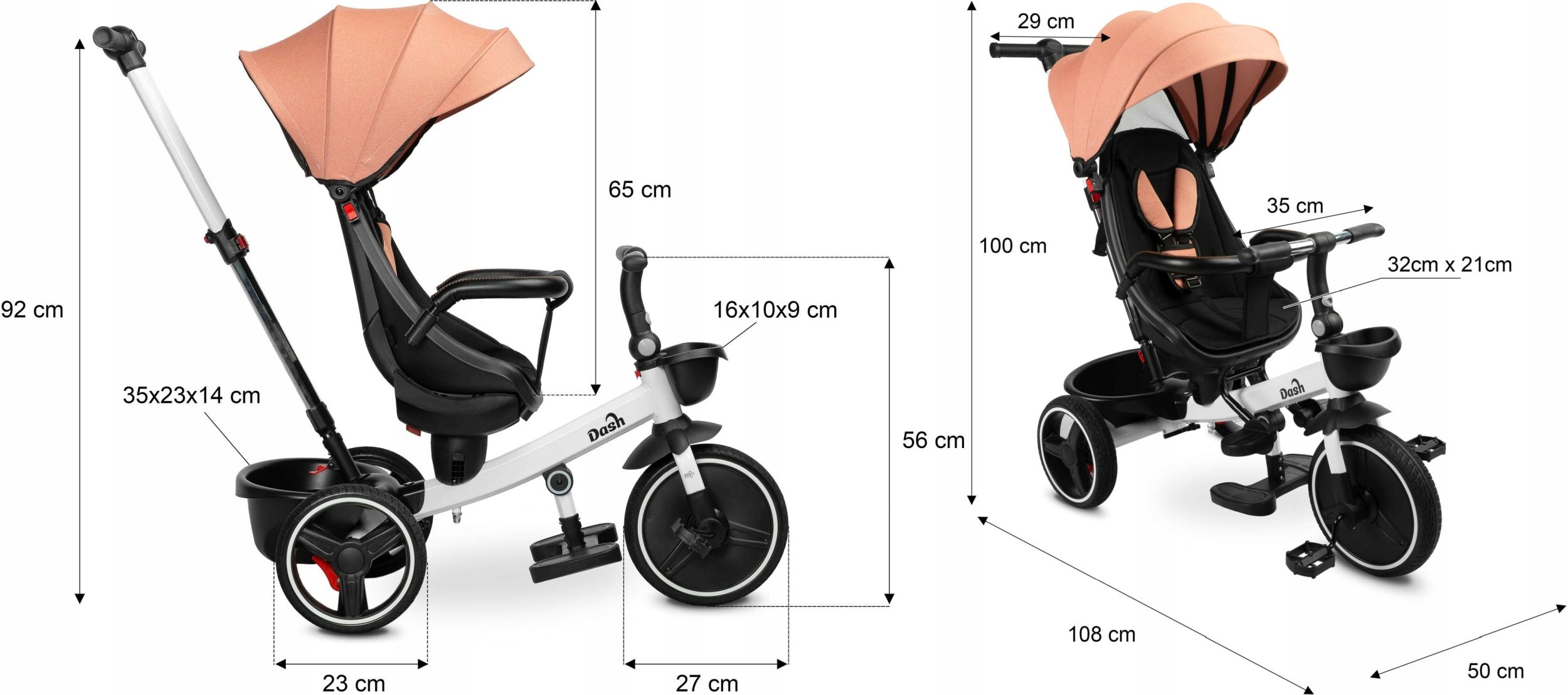 ROWEREK TRÓJKOŁOWY PASY OBRACANY 360 TOYZ DASH Materiał ramy inny