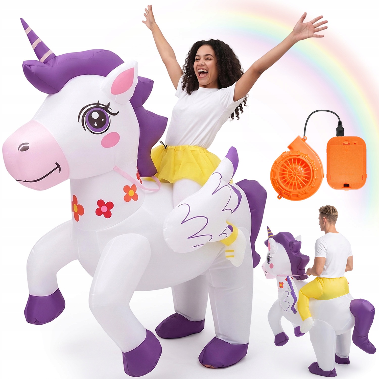 Nafukovací Převlek Kostým Jednorožec Jezdec 160-190 CM Unisex Na Halloween