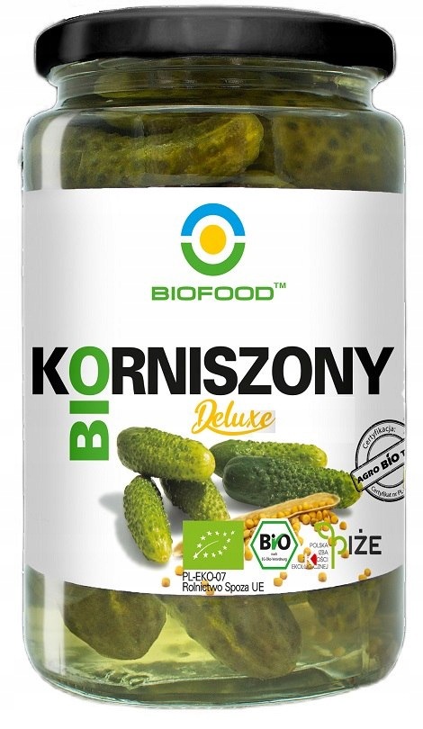 6x Ogórki Korniszony Deluxe Bezglutenowe Bio 700 g (400 g) Biofood