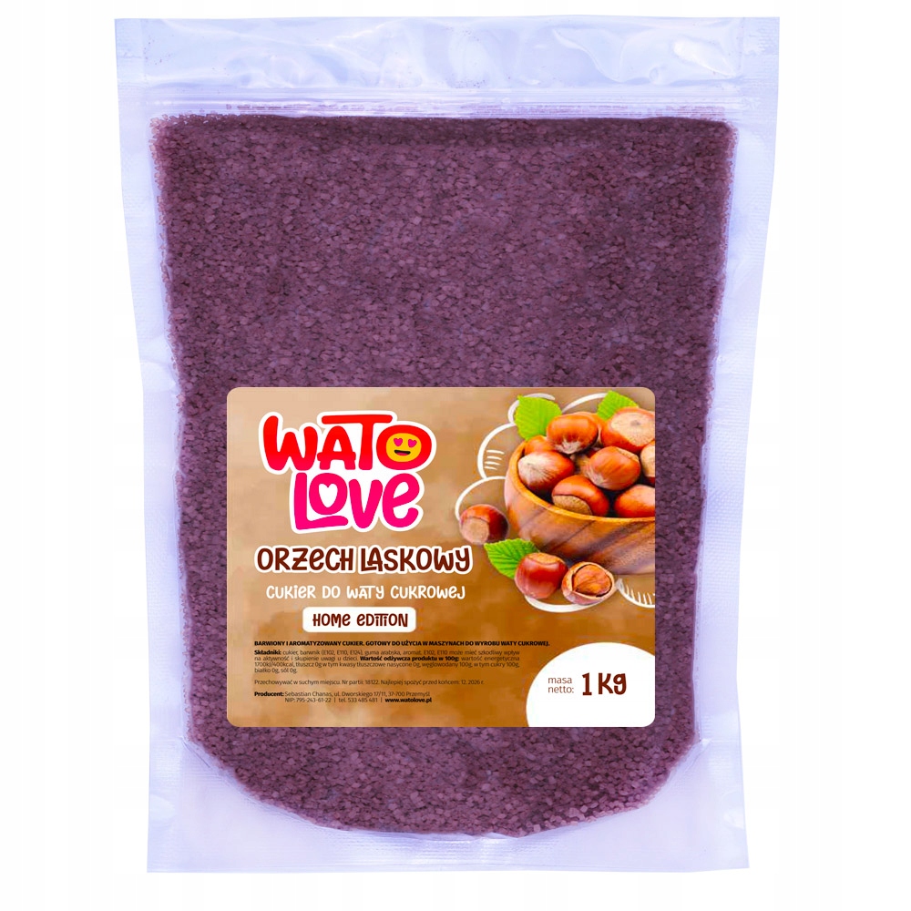 1 Kg Cukier do Waty Cukrowej Kolorowy Smakowy na Patyczki ORZECH LASKOWY EAN (GTIN) 5906349454045