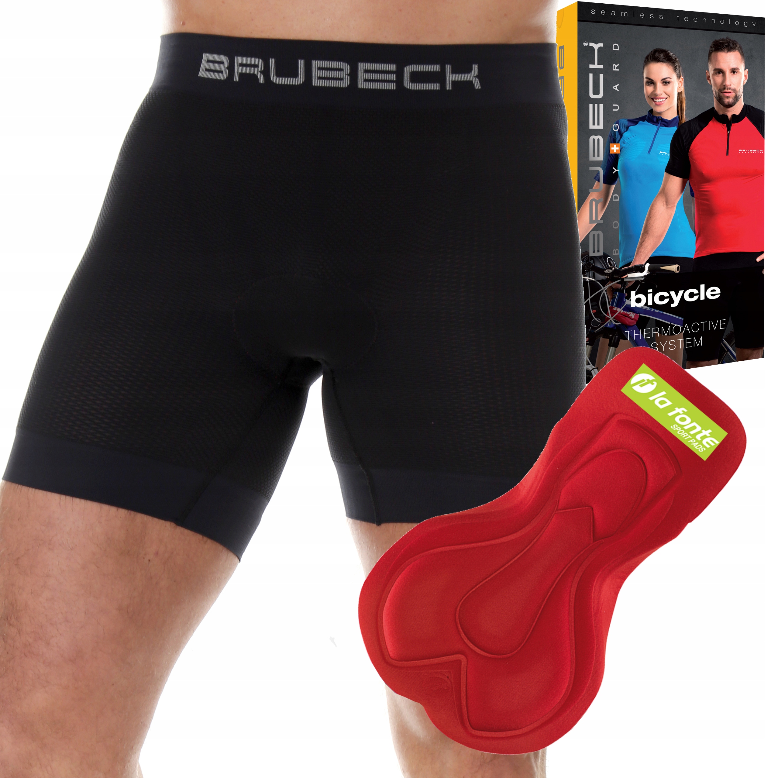 Brubeck męskie Majtki Rowerowe Bokserki Z Cienką Amortyzującą Wkładką -M