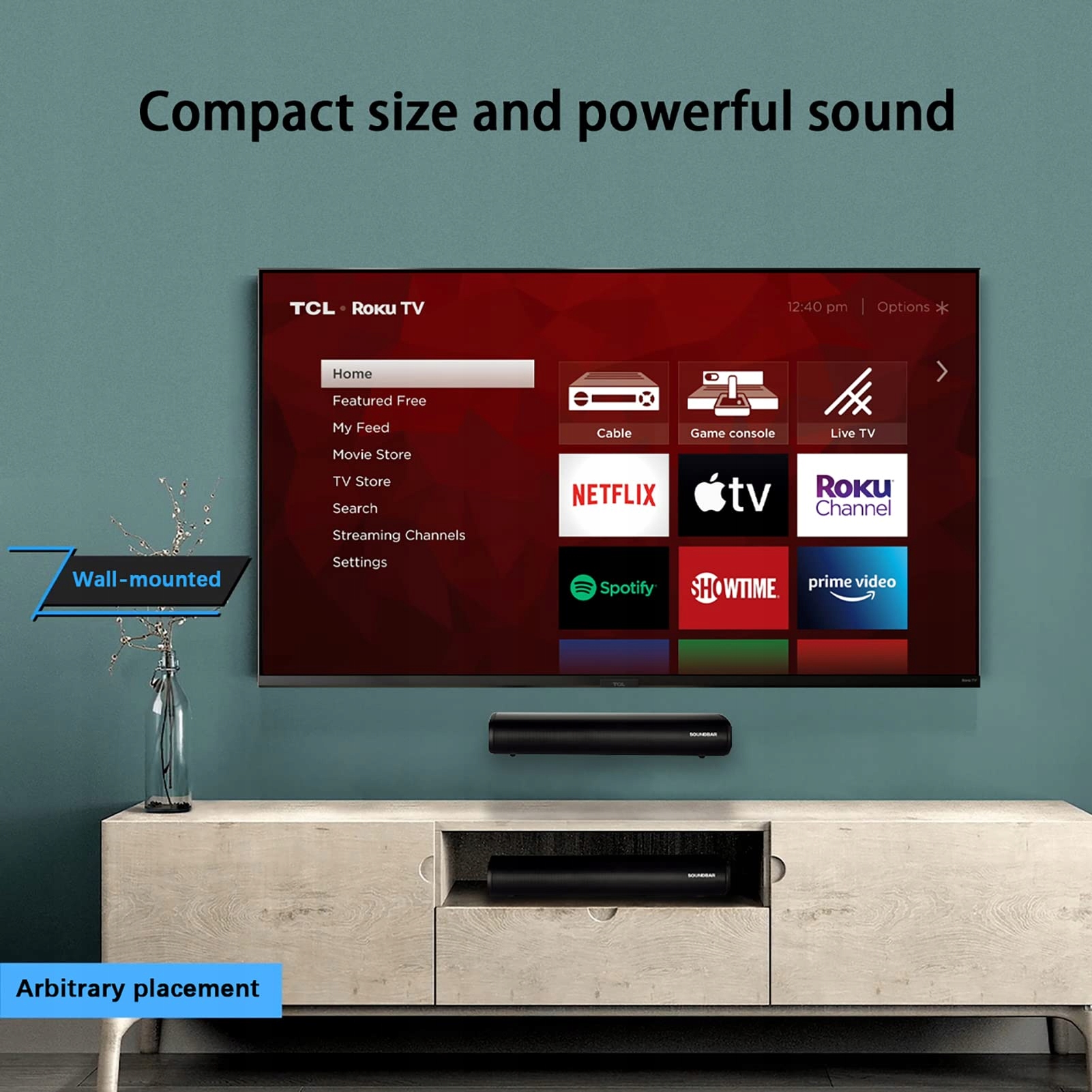 Bluetooth Kompaktowa Soundbar do TV PC z Pilotem 3 Tryby EQ — miniatura 3