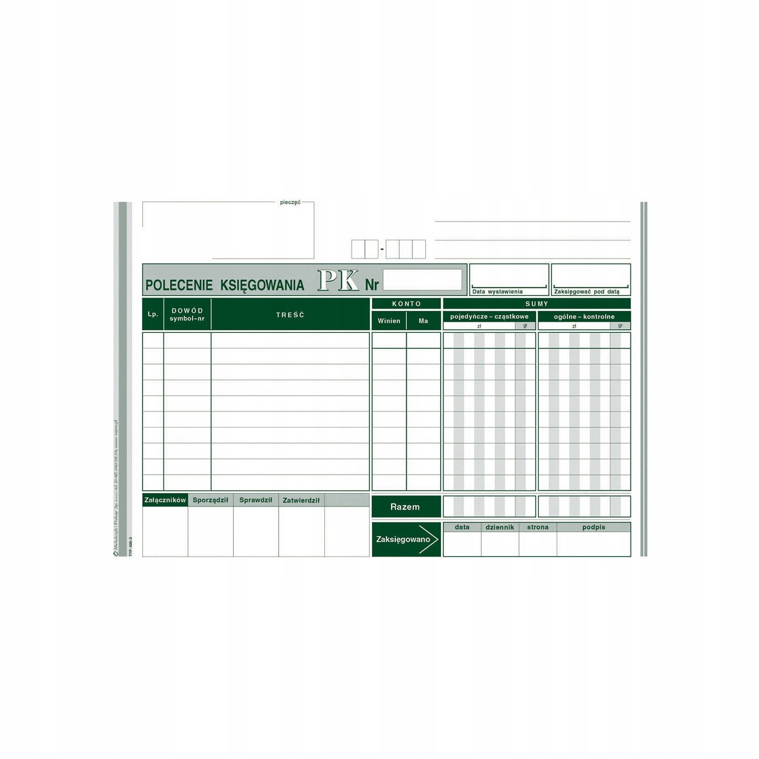 Polecenie księgowania A5 439-3 MIP Rodzaj polecenie przelewu