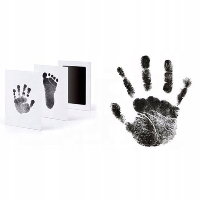 NIEBRUDZĄCY ODCISK RĄCZKI STÓPKI DZIECKA ZESTAW 3x BABYSHOWER PREZENT Kolor biały