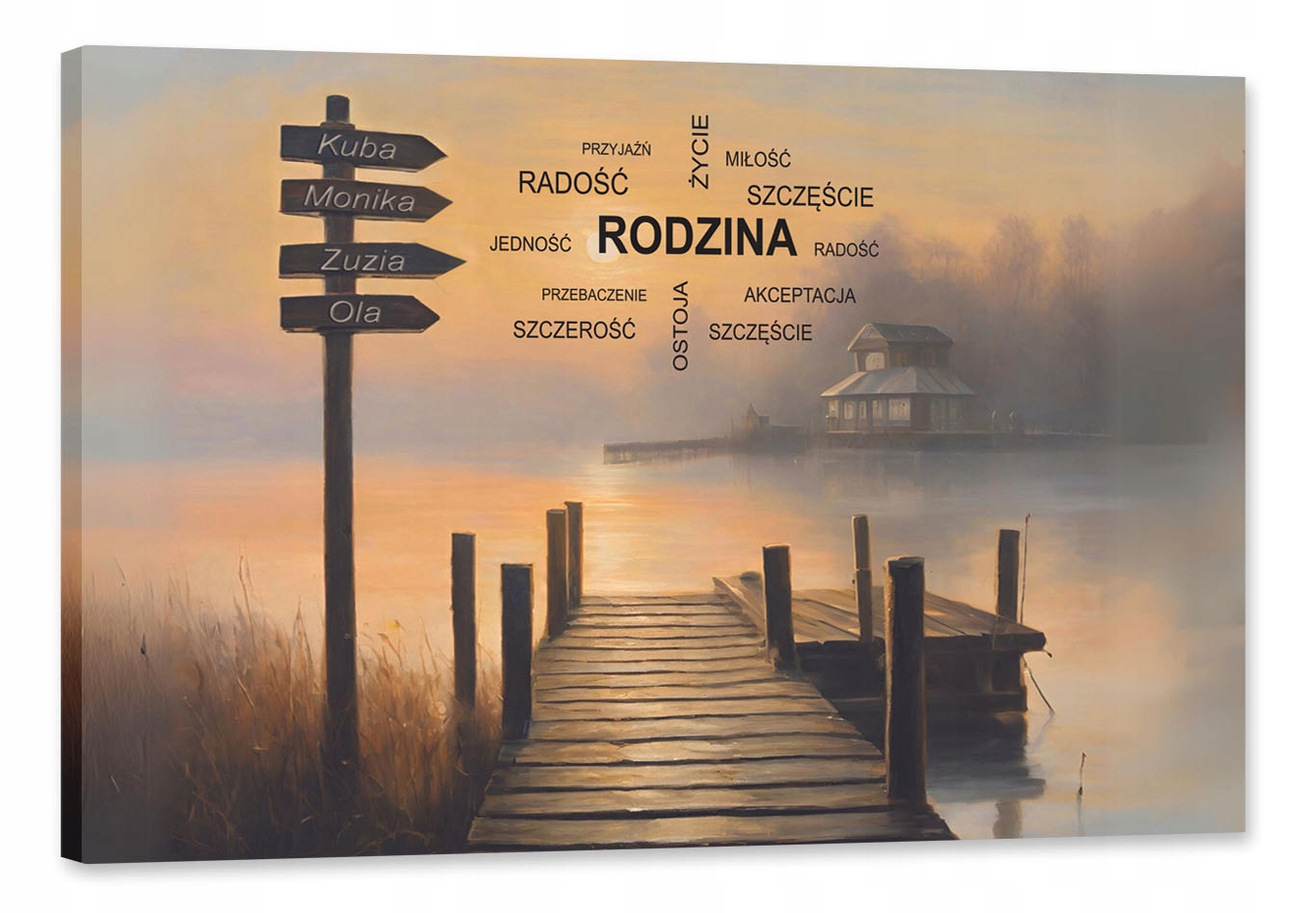 Obraz Rodzina Dom Własny Tekst 4 Imiona 90x60