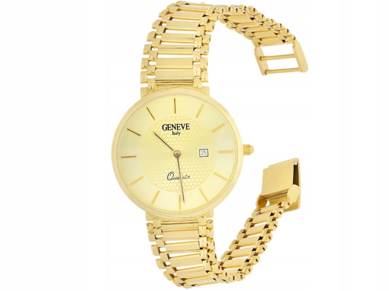 Pánské zlaté hodinky 585 kulatý, klasické, na širokém náramku 20 cm 14K