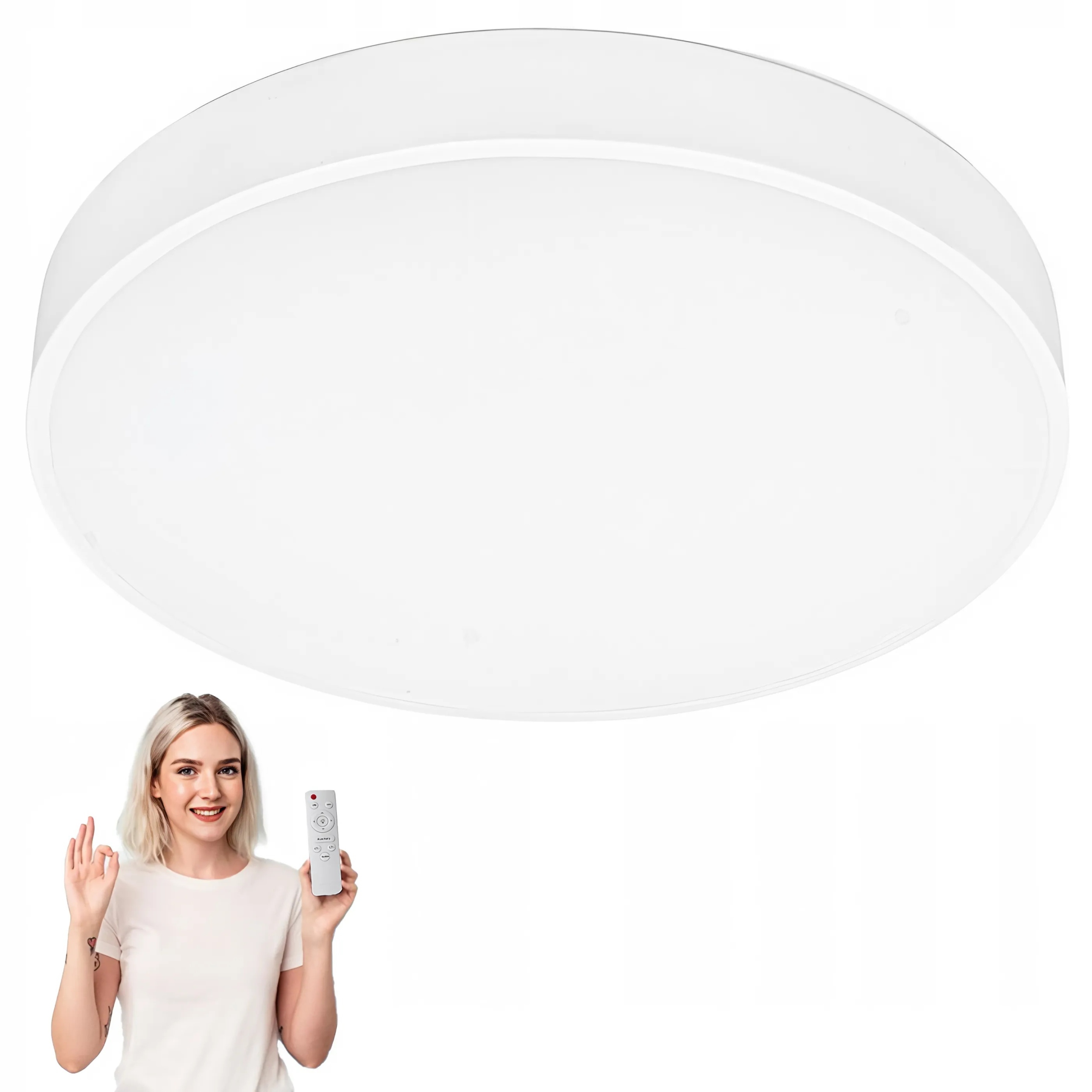 Lampa Sufitowa Led Plafon Biały Okrągły 40 CM 50W Pilot 3