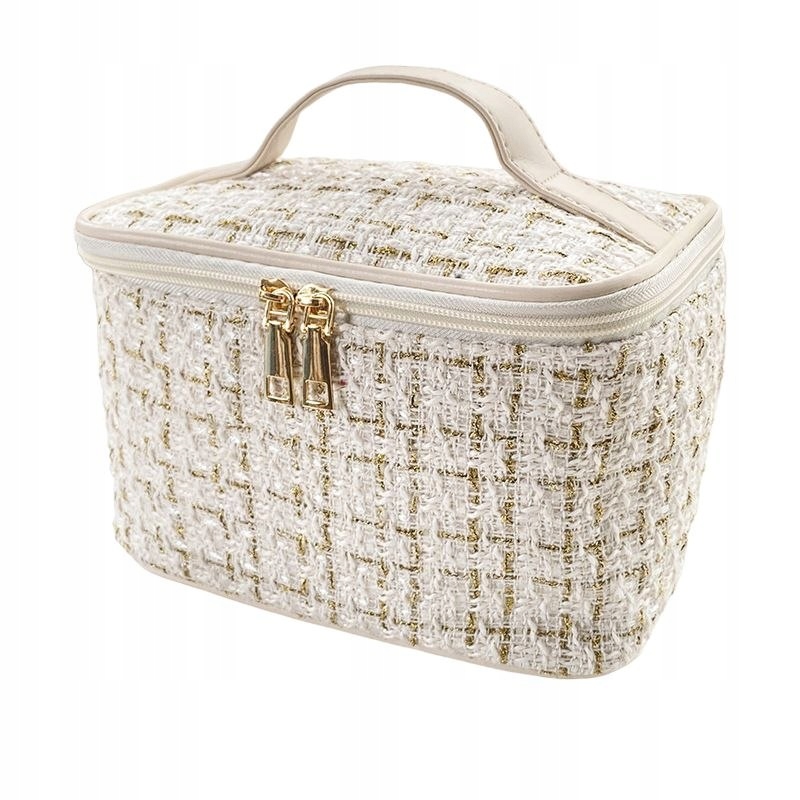 Kosmetická Taška Glamour Gold 22X14X14 Kufřík Kostkovaný