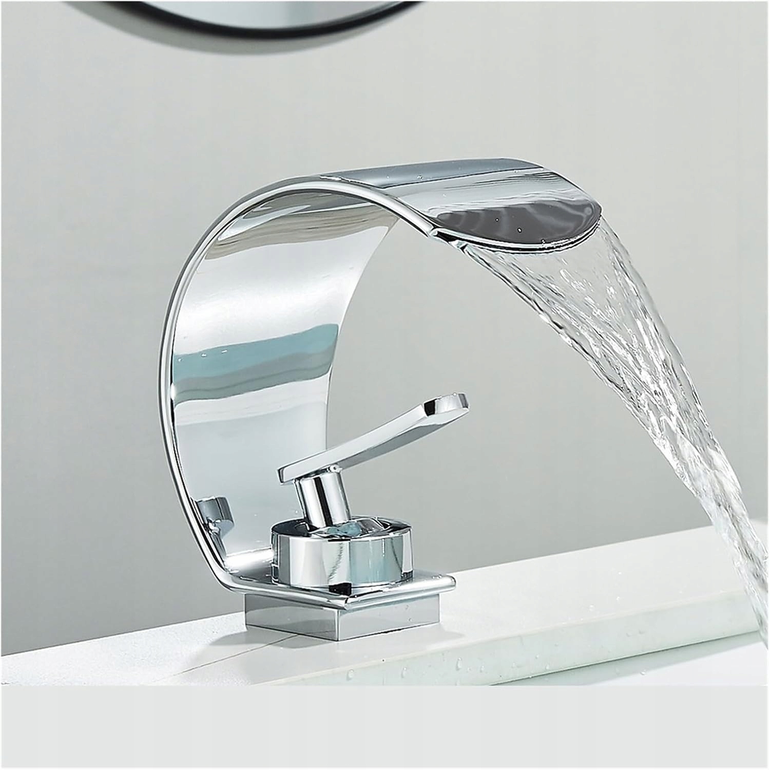 Bateria Umywalkowa Chrom Nowoczesna Srebrna Loft Wysoka Owalna